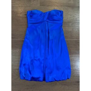 Cache Royal Blue 100% Silk Strapless Bubble Hem Cocktail Dress Size 2 Sweetheart